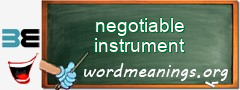 WordMeaning blackboard for negotiable instrument